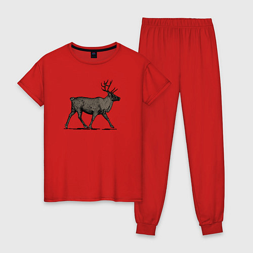 Женская пижама Северный олень в профиль / Красный – фото 1