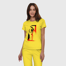 Пижама хлопковая женская Боевые искуства black and red, цвет: желтый — фото 2