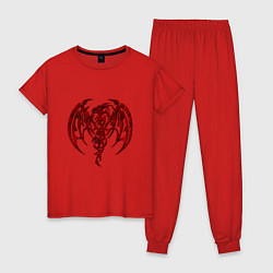 Пижама хлопковая женская Кельтский дракон, цвет: красный