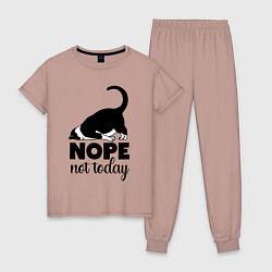 Пижама хлопковая женская Nope - not today, цвет: пыльно-розовый