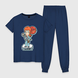Пижама хлопковая женская David Bowie - Its a wonderful life on mars, цвет: тёмно-синий