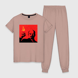 Пижама хлопковая женская Lenin in red, цвет: пыльно-розовый