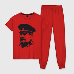 Пижама хлопковая женская Сталин в фуражке, цвет: красный