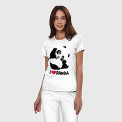 Пижама хлопковая женская I love panda, цвет: белый — фото 2