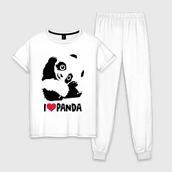 Пижама хлопковая женская I love panda, цвет: белый