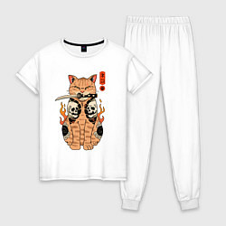 Женская пижама Огненный кот якудза самурай