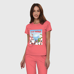 Пижама хлопковая женская Мы идем в 2024, цвет: коралловый — фото 2