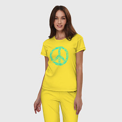 Пижама хлопковая женская Peace life, цвет: желтый — фото 2