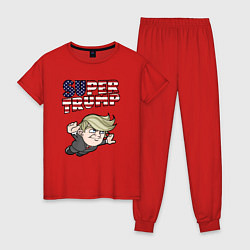 Пижама хлопковая женская Супер Трамп, цвет: красный