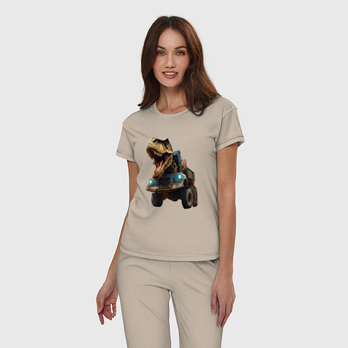 Женская пижама Голова динозавра в тренде / Миндальный – фото 3