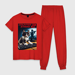 Пижама хлопковая женская Counter strike 2 - kitten, цвет: красный
