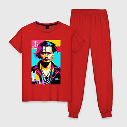 Пижама хлопковая женская Джонни Депп - поп арт, цвет: красный