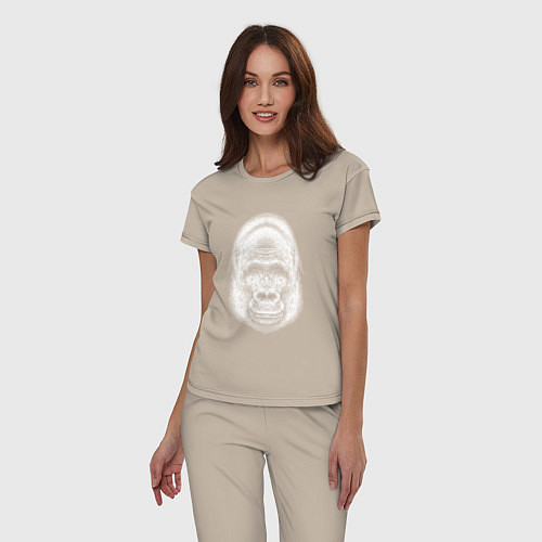 Женская пижама Морда веселой гориллы / Миндальный – фото 3