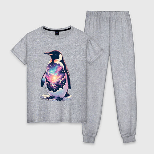 Женская пижама Пингвин с космосом / Меланж – фото 1