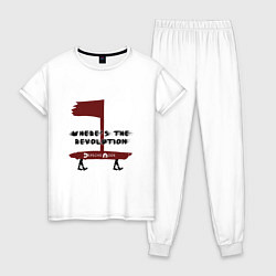 Пижама хлопковая женская Depeche Mode - Revolution flag, цвет: белый