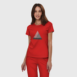 Пижама хлопковая женская Минималистичные треугольники, цвет: красный — фото 2