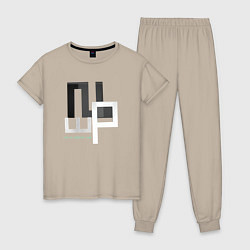 Пижама хлопковая женская Depeche Mode - Remixes 2, цвет: миндальный