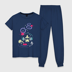 Пижама хлопковая женская Dj monkey, цвет: тёмно-синий