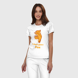 Пижама хлопковая женская I dont give a fox, цвет: белый — фото 2
