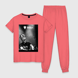 Пижама хлопковая женская Boris Brejcha high tech minimal, цвет: коралловый