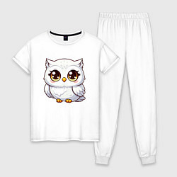Пижама хлопковая женская Милая белая сова, цвет: белый