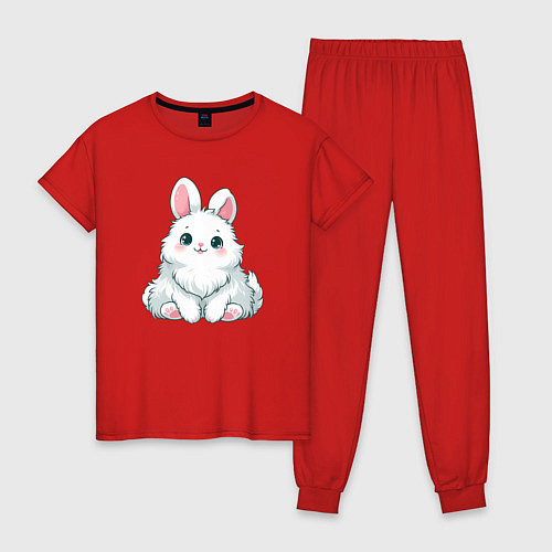 Женская пижама Пушистый аниме кролик / Красный – фото 1