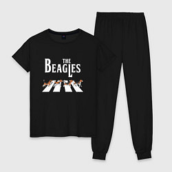 Пижама хлопковая женская Бигли The Beatles пародия, цвет: черный