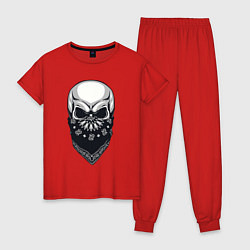 Пижама хлопковая женская Gangster skull, цвет: красный
