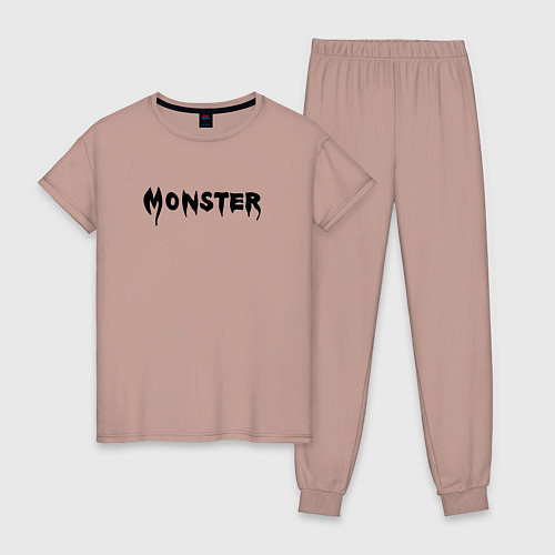 Женская пижама Monster black / Пыльно-розовый – фото 1