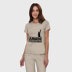 Пижама хлопковая женская Armin van buuren, цвет: миндальный — фото 2