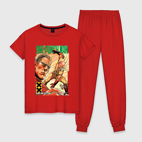 Женская пижама One-Punch Man: Сайтама и Кинг / Красный – фото 1