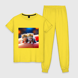 Женская пижама Два милых пушистых котика сидят на ладони