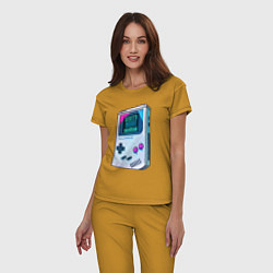 Пижама хлопковая женская Гейм бой - тетрис, цвет: горчичный — фото 2