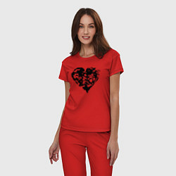 Пижама хлопковая женская Сердце текстура, цвет: красный — фото 2