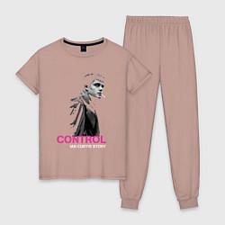 Пижама хлопковая женская Joy Division - Control film, цвет: пыльно-розовый