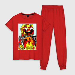 Пижама хлопковая женская Desondra2024 In Minecraft, цвет: красный