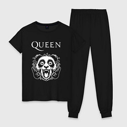 Пижама хлопковая женская Queen rock panda, цвет: черный