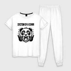 Пижама хлопковая женская System of a Down - rock panda, цвет: белый