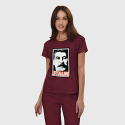 Пижама хлопковая женская USSR Stalin, цвет: меланж-бордовый — фото 2