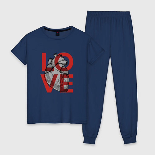 Женская пижама Love с сердцем / Тёмно-синий – фото 1