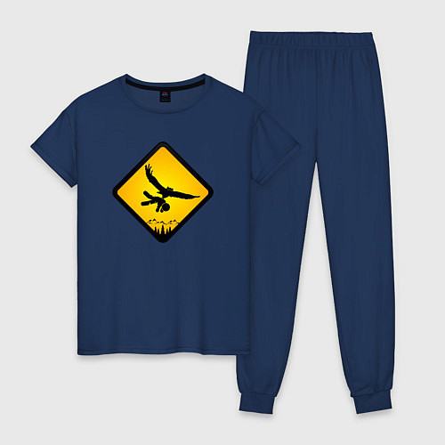 Женская пижама Знаки опасности- совы / Тёмно-синий – фото 1