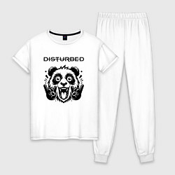 Пижама хлопковая женская Disturbed - rock panda, цвет: белый