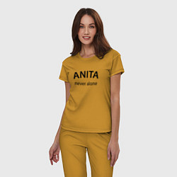 Пижама хлопковая женская Anita never alone - motto, цвет: горчичный — фото 2