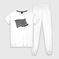 Пижама хлопковая женская Стиль США, цвет: белый