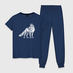 Пижама хлопковая женская Белый лисенок, цвет: тёмно-синий