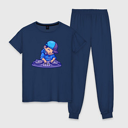 Пижама хлопковая женская Little dj, цвет: тёмно-синий