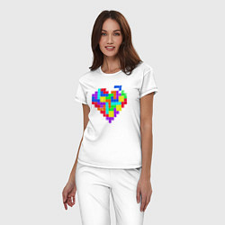 Пижама хлопковая женская Color tetris, цвет: белый — фото 2