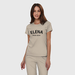 Пижама хлопковая женская Elena never alone - motto, цвет: миндальный — фото 2