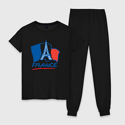 Пижама хлопковая женская France, цвет: черный