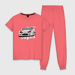 Пижама хлопковая женская Toyota Supra Castrol 36, цвет: коралловый